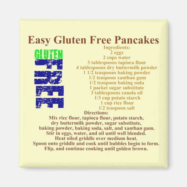 Aimant Recette de crêpe sans gluten (Devant)