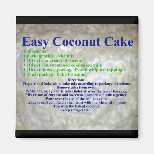 Aimant Recette de gâteau à la noix de coco (Devant)