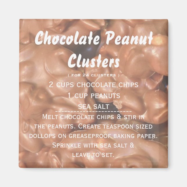 Aimant Recette de la grappe de cacahuètes au chocolat (Devant)