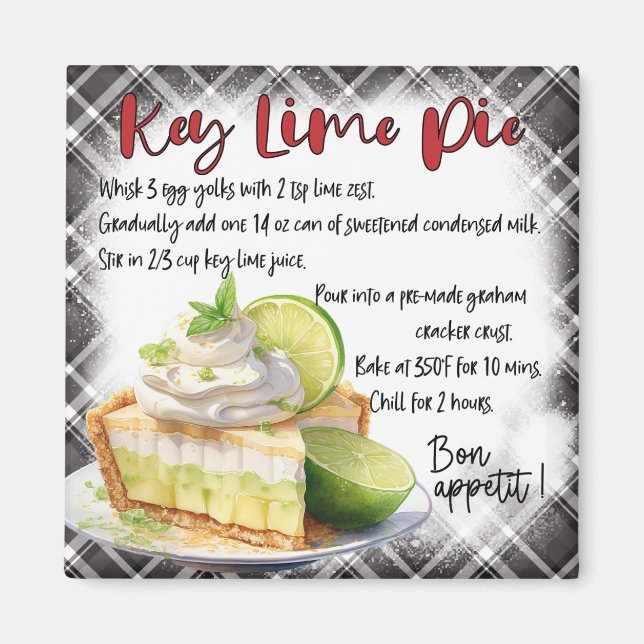 Aimant Recette de tarte au citron vert Key (Devant)