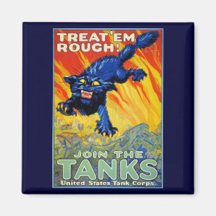 Aimant Recrutement Militaire Vintage avec un Chat Sauvage