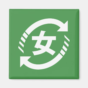 Aimant Recycler les filles japonaises SYMBOLE Kanji Nih