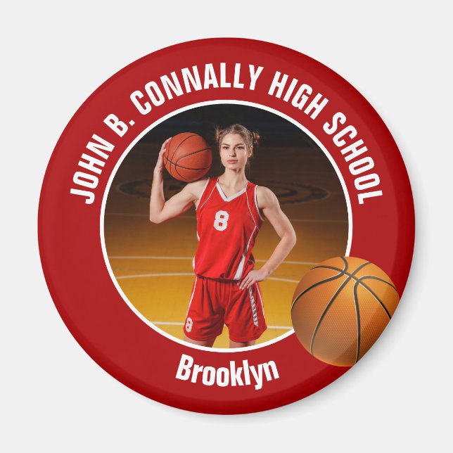 Aimant Red Basketball Player High School Photo (Devant)