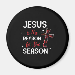 Aimant Red Buffalo Plaid Cross Christmas Design