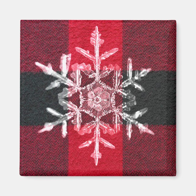 Aimant Red Buffalo Plaid Winter Holiday Snowflake Magazin (Devant)