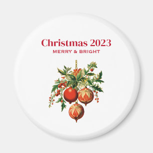 Aimant Red Christmas Baubles avec Holly Festive