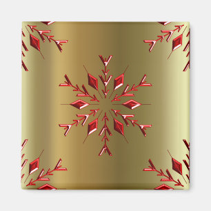 Aimant Red Christmas Stars on Gold