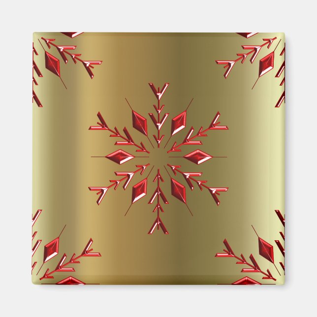 Aimant Red Christmas Stars on Gold (Devant)