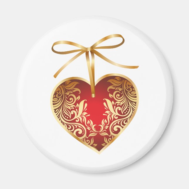 Aimant Red Damask Heart (Devant)