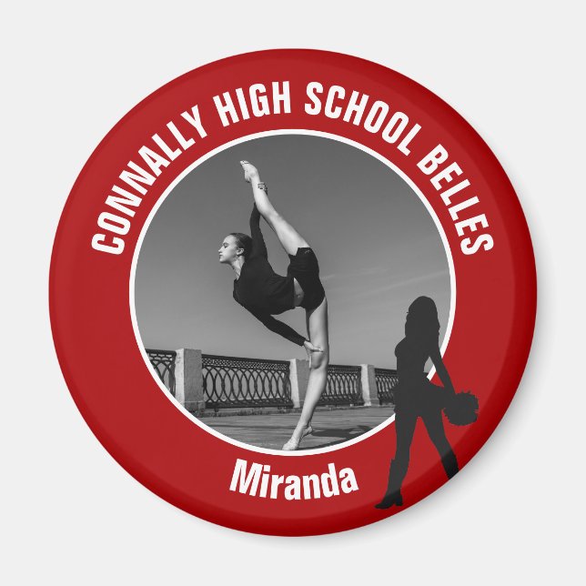 Aimant Red Drill Team Photo High School Dancer (Devant)