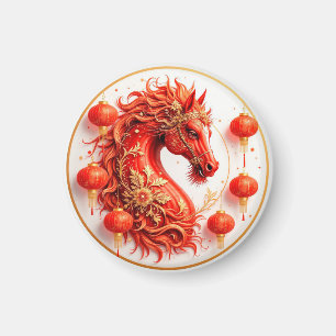 Aimant Red Fire Horse - Conception de la fête du Nouvel A