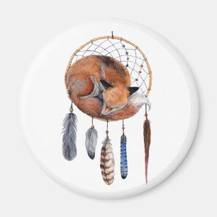 Aimant Red Fox dormant sur Dreamcatcher