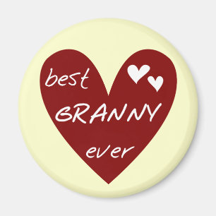 Aimant Red Heart Best Granny Ever Tshirts et cadeaux