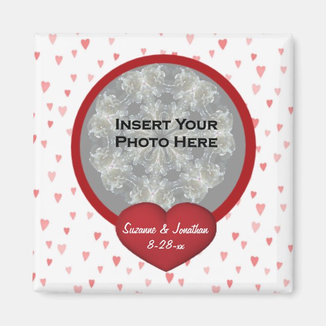 Aimant Red Hearts Wedding Photo (Devant)