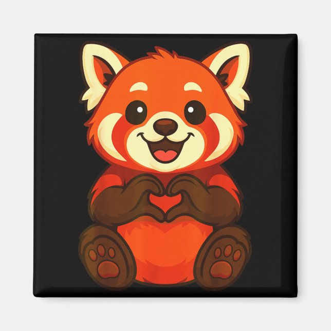 Aimant Red Panda Doing Heart With Hands Valentines Day  (Devant)