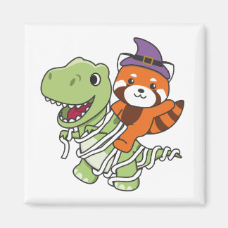 Aimant Red Panda Halloween Happy T-rex costume maman