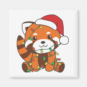 Aimant Red Panda Noël Animaux d'hiver Red Pandas Magn