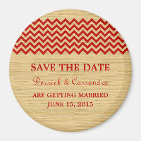 Red Rustic Chevron Enregistrer l'aimant de date