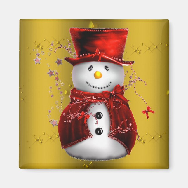 Aimant Red Snowmen en or (Devant)