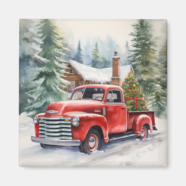 Aimant Red Truck Christmas Eve (Devant)