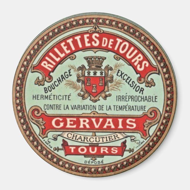 Aimant Réfrigérateur de Étiquette Vintage français (Devant)