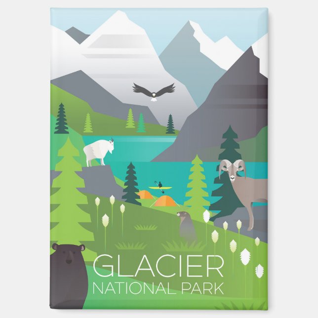 Aimant Réfrigérateur du parc national des Glaciers (Recto)