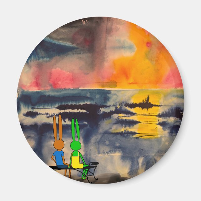 Aimant regarder le coucher du soleil (Devant)