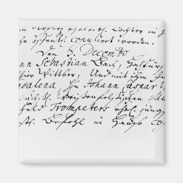 Aimant Registre du mariage de Bach à Anna (Devant)