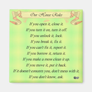 Aimant Règlement de notre maison