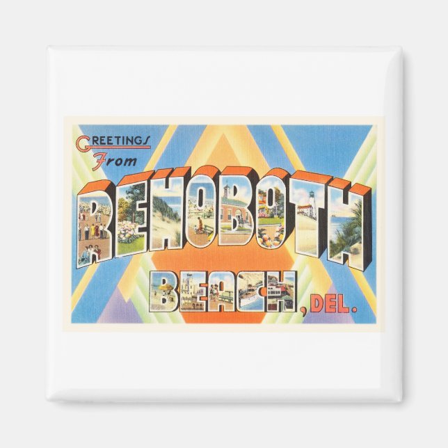 Aimant Rehoboth Beach Delaware DE Vintage voyage Carte po (Devant)