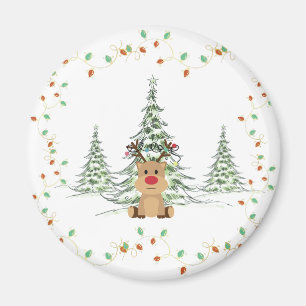 Aimant Reindeer Noël Lumières de Noël Arbres d'hiver