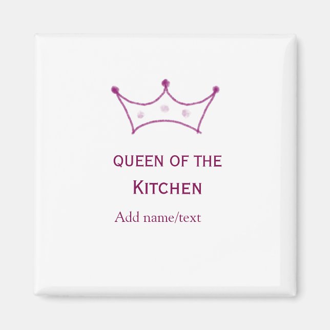 Aimant reine de cuisine mauve couronne cuisiner nom chef (Devant)