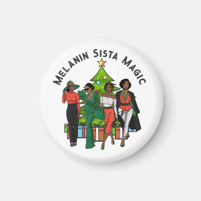 Aimant Reine de Noël Melanin Sista Black Girl Magique Amu (Devant)