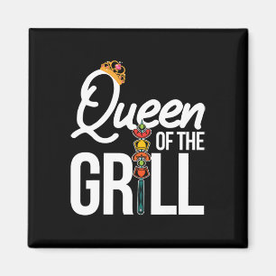 Aimant Reine Du Barbecue Drôle Fumant Viande BBQ Femmes P