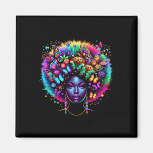 Aimant Reine Noire Afro Mélanine Juneteenth Léopard Beurr