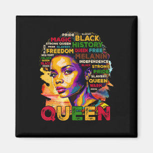Aimant Reine Noire fière Femme Mélanine Art de mots color