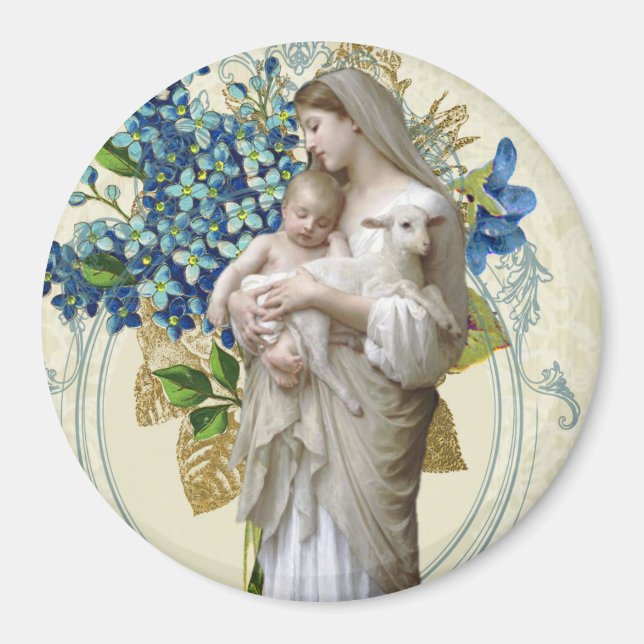 Aimant Religieux catholique Vierge Marie Jésus (Devant)