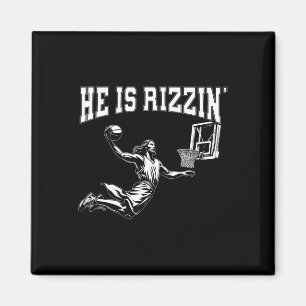 Aimant Religion de Pâques Basket drôle Jésus Mème Il Est