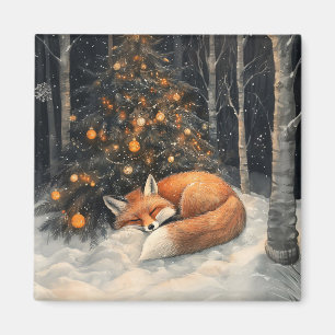Aimant Renard couché Whimsical Noël rustique