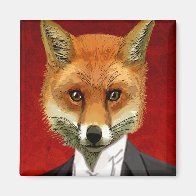 Aimant Renard En Costume De Soirée, Portrait (Devant)