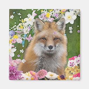 Aimant Renard Fairytale dans le champ des fleurs