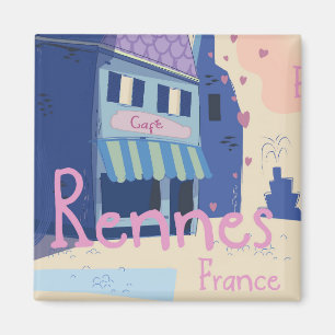 Aimant Rennes France dessin animé vintage