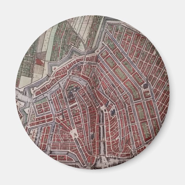 Aimant Réplique carte de la ville d'Amsterdam 1652 (Devant)