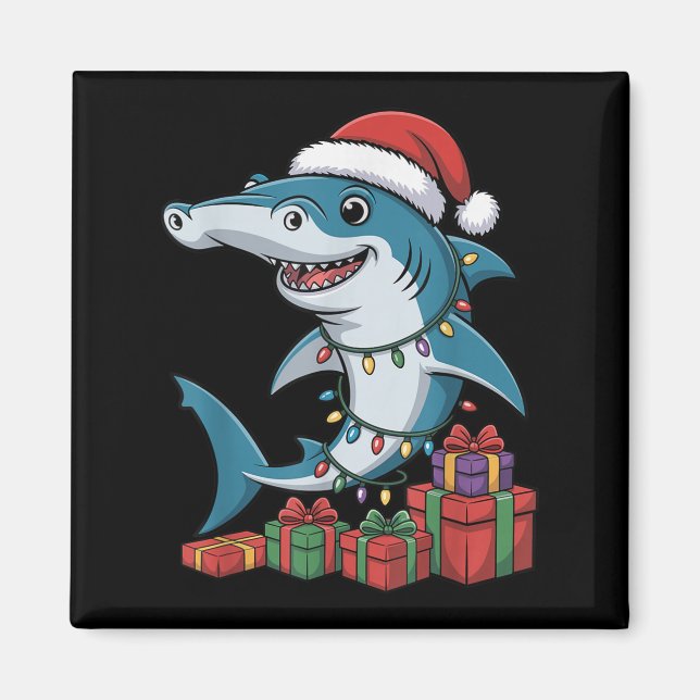 Aimant requin à marteau Santa Hat Noël Funny Marine (Devant)