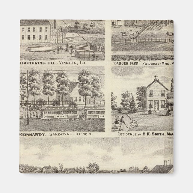 Aimant Résidences, fermes et usine, Vandalia, Sandoval (Devant)