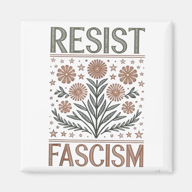 Aimant Résister au fascisme Floral Transgenre LGBTQ Anti- (Devant)