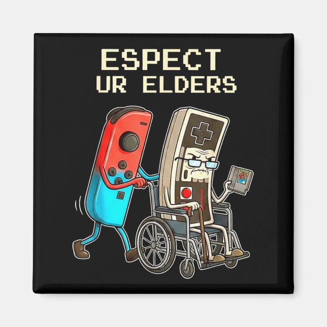 Aimant Respect Ur Elders Retro Gaming Controller Funny  (Devant)