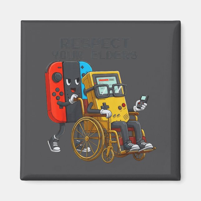 Aimant Respect Your Elders Gaming Control Retro Funny Gam (Devant)