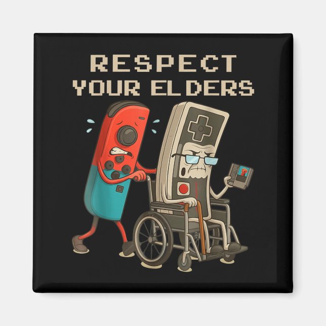 Aimant Respect Your Elders Retro Gaming Funny Gamer Contr (Devant)