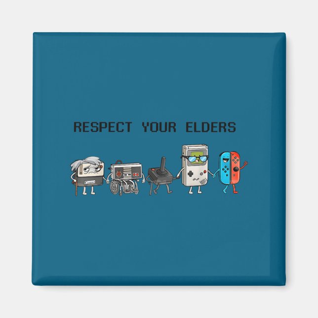 Aimant Respect Your Elders Retro Gaming Funny Gamer Contr (Devant)